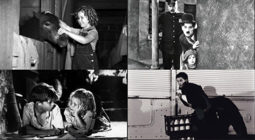 Lilla hjärtetjuven (Irving Cummings, 1935), Chaplins pojke (Charlie Chaplin, 1921), Förbjuden lek (René Clément, 1952) och De 400 slagen (Truffaut, 1959)
