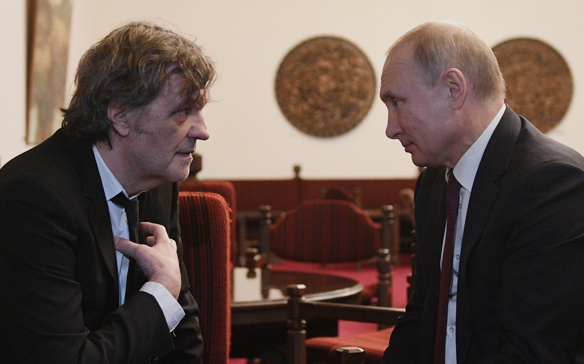 Emir Kusturica och Vladimir Putin.